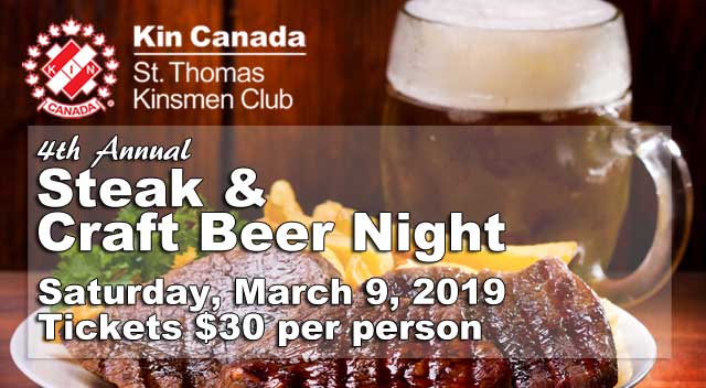 St. Thomas Kinsmen Steak & Craft Beer Night - March 9, 2019